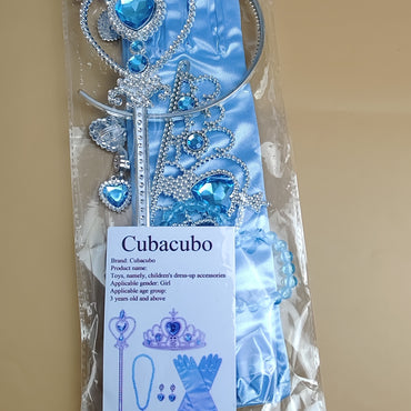 Cubacubo New dress up toys princess crown magic wand gloves hair band ice headdress hair card jewelry little girl performance crown headband headdress role play toys