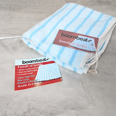 boombeatz Soft Blue Microfiber Towel Quick-Drying Absorbent Textile Towel for Travel, Gym & Home