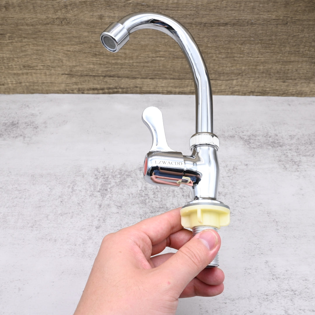 LZWACDD Modern Single Cold Water Kitchen Sink Faucets Stainless Steel  Bathroom Laundry Utility Room Basin Tap