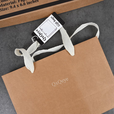 QxQeye Elegant Brown Paper Gift Bags Durable Kraft Gift Bags with Handles for Parties, Birthdays & Holidays