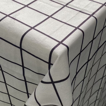 YTSIOQEH Table cloth of textile Grid Pattern Minimalist Design White With Black Lines Decorative Table Cloth