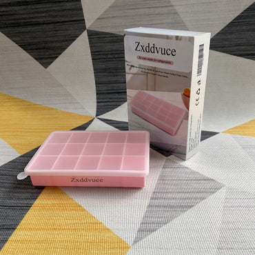 Zxddvuce Ice cube molds for refrigerators BPA-Free Pink Silicone Flexible Leak-Proof Clear Cube Making 17X11.5X3.1Cm 134G Standard Freezer Ice Cube Molds