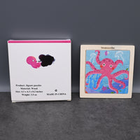 Stratoscribe Jigsaw Puzzles Wooden Ocean Theme Educational Puzzle Set for Kids Early Learning Octopus Shape Development Toys for Toddlers Children