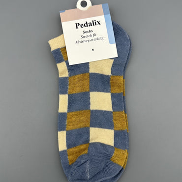 Pedalix Men's Classic Blue Plaid Blue Checkered Socks