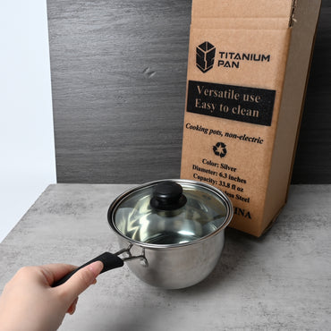 TITANIUM PAN Stainless Steel Cooking Pot Durable Versatile Stovetop Compatible Easy Clean