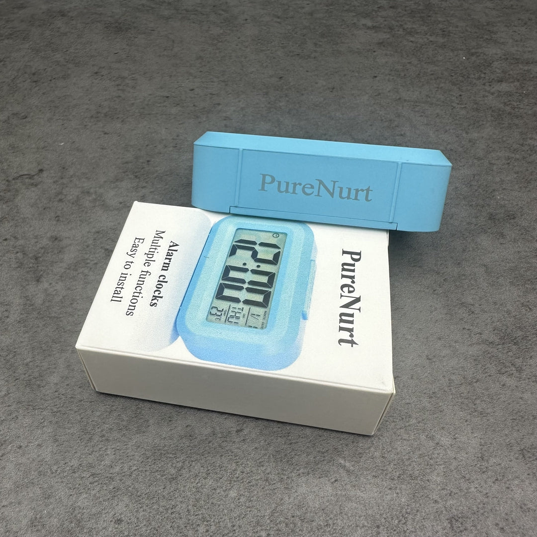 PureNurt Digital Alarm Clocks Modern Electronic Time Display With LED Screen Battery Powered Bedside Clock