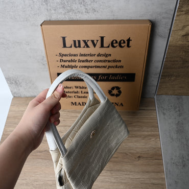 LuxvLeet Women's Premium Leather Top Handle Handbag Elegant Structured Satchel for Everyday Style