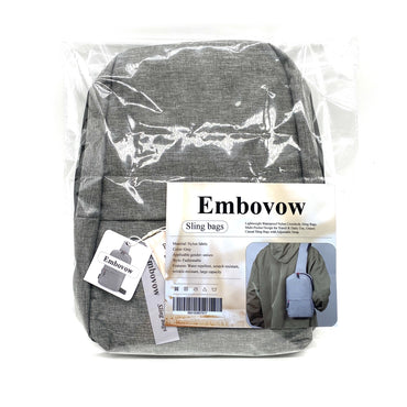 Embovow Sling bags Grey Nylon Water Repellent Scratch Resistant Wrinkle Resistant Large Capacity Multi Pocket Adjustable Strap Sling Bags