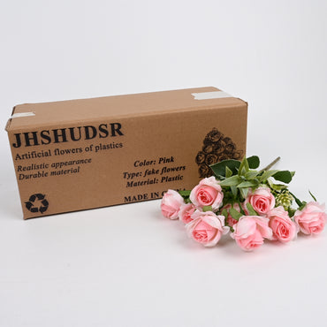 JHSHUDSR Pink Decorative Artificial Flowers of Plastics Realistic Silk-like Artificial Flowers of Plastics for Home and Office Decor