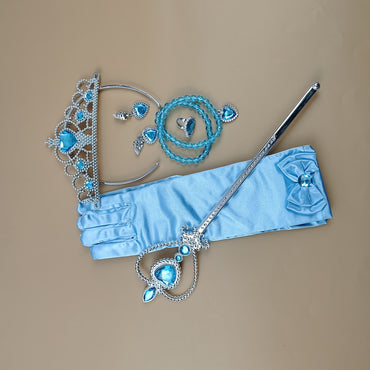 Cubacubo New dress up toys princess crown magic wand gloves hair band ice headdress hair card jewelry little girl performance crown headband headdress role play toys