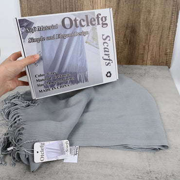Otclefg Gray Cashmere Scarf Simple Elegant Large Cashmere Scarfs Warm Luxurious Scarfs for Women and Men