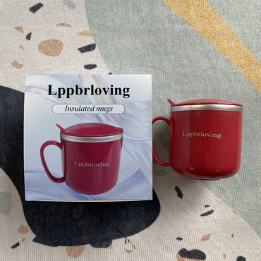 Lppbrloving Insulated mugs Red Minimalist ABS Stainless Steel 380ml Lightweight Insulated Mugs
