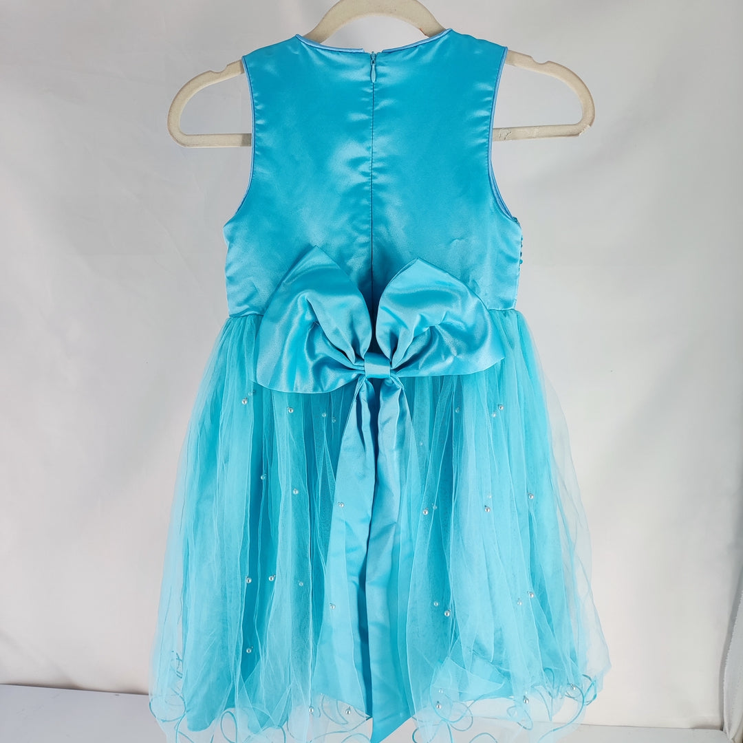 Ullicca Charming Blue Children's Dress with Bow, Pearl, Sequin, and Tulle Details – Perfect for Special Occasions and Celebrations