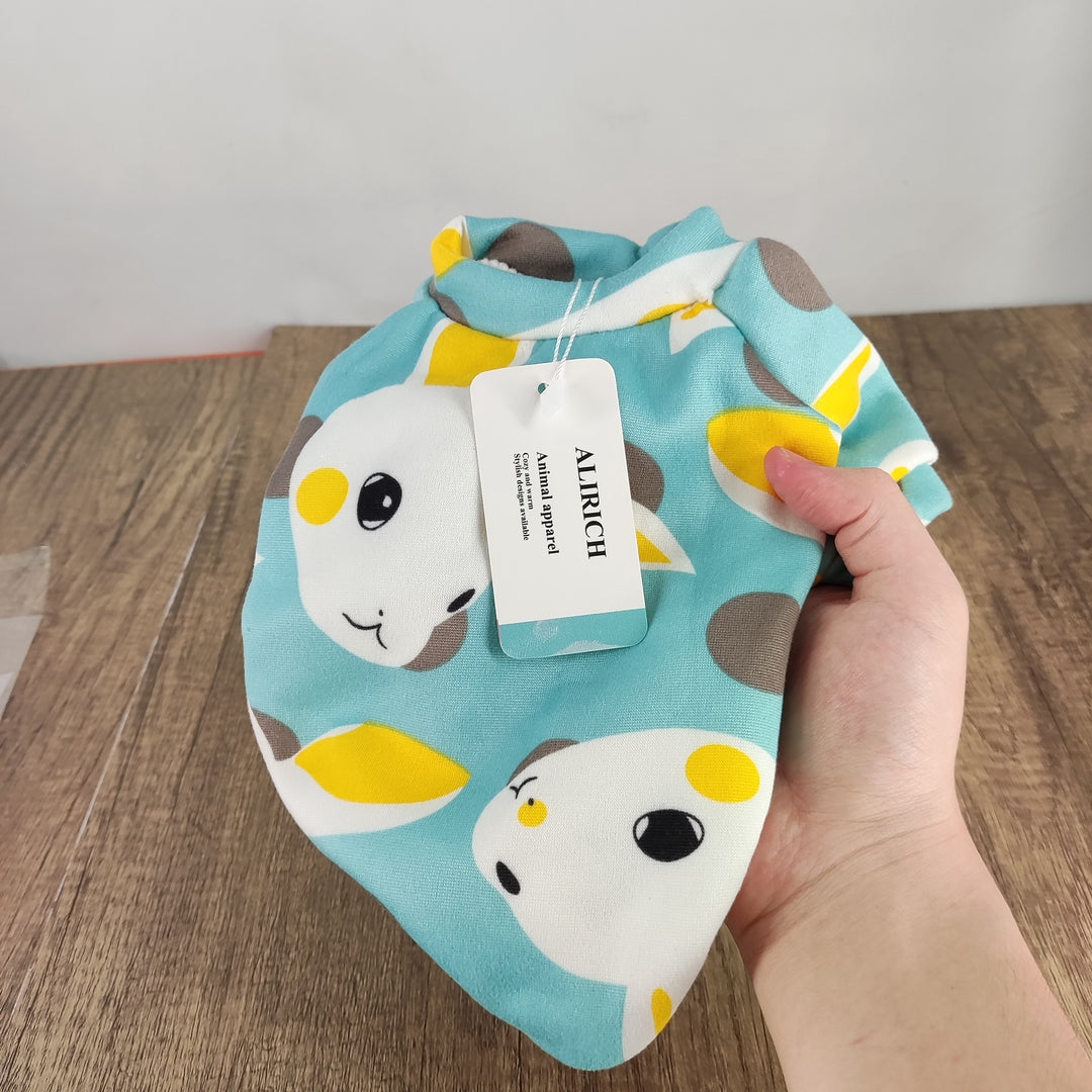 ALIRICH Printed Cartoon Pet Clothes Animal apparel - Blue Rabbit Design