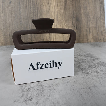 Afzcihy Deep Brown Square Hair Claw Clip Large Grip Hair Clip for Women, Secure & Stylish Updo Holder