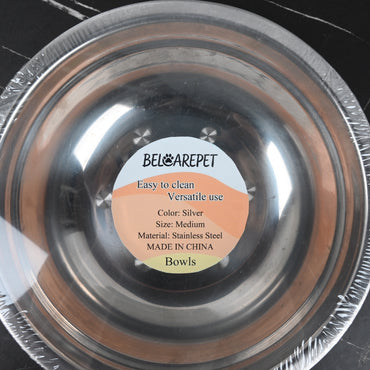 BELCAREPET Stainless Steel Bowl Silver Rust Resistant Dishwasher Safe for Soup Salad Mixing Home Kitchen