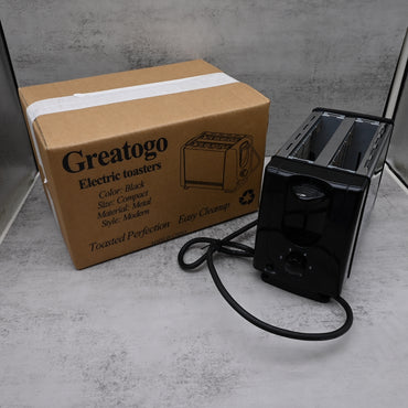 Greatogo Modern Electric Toaster Black Compact Metal Kitchen Appliance with Multiple Browning Settings, Wide Slot Electric Toasters