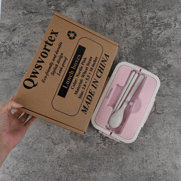 Qwsvortex Square Wheat Lunch Box Nordic Pink Eco Friendly Durable Stylish Design