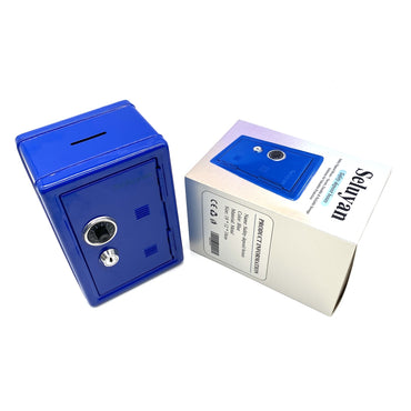 Seluyan Safety deposit boxes Blue Metal 18×12×10cm Compact Safe Box For Secure Document Valuable Storage
