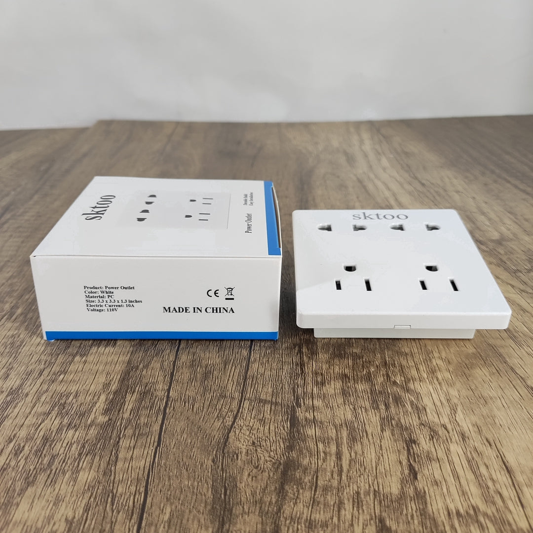 sktoo White Standard Electrical Wall Receptacle Outlet - 10A 110V with Surge Protection, Easy