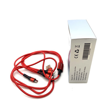 SONGIUE Data cables Red TPE One To Three Type-C Micro USB Apple Lighting Fast Charging Intelligent Shunting Data Cables