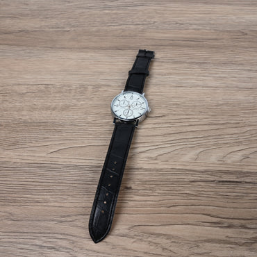 MIDNITE STAR Men's Classic Minimalist Black Leather Strap Watches with Japanese Quartz Movement