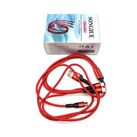 SONGIUE Data cables Red TPE One To Three Type-C Micro USB Apple Lighting Fast Charging Intelligent Shunting Data Cables