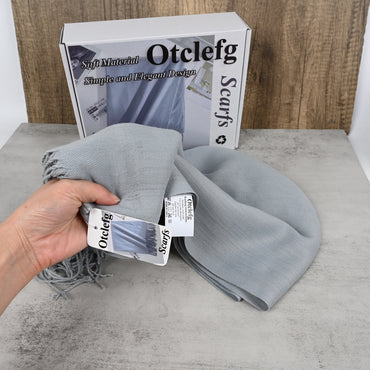 Otclefg Gray Cashmere Scarf Simple Elegant Large Cashmere Scarfs Warm Luxurious Scarfs for Women and Men