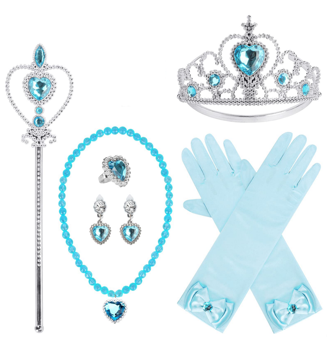 Cubacubo New dress up toys princess crown magic wand gloves hair band ice headdress hair card jewelry little girl performance crown headband headdress role play toys