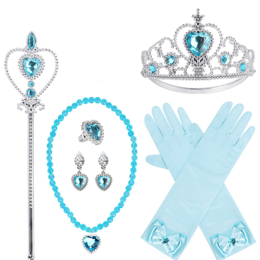 Cubacubo New dress up toys princess crown magic wand gloves hair band ice headdress hair card jewelry little girl performance crown headband headdress role play toys