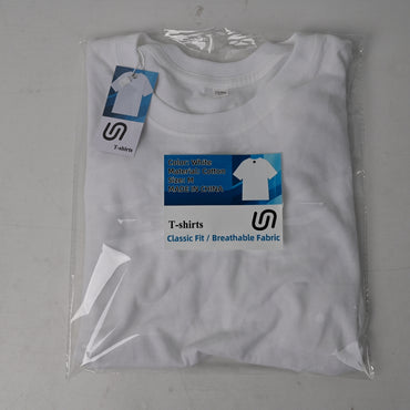 图形 White Cotton T-shirts Classic Fit Breathable Machine Washable for Everyday Wear