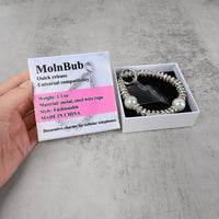 MolnBub Pearl & Crystal Phone Charm Bracelet Decorative Charms for Cell Phones, Elegant Mobile Accessory