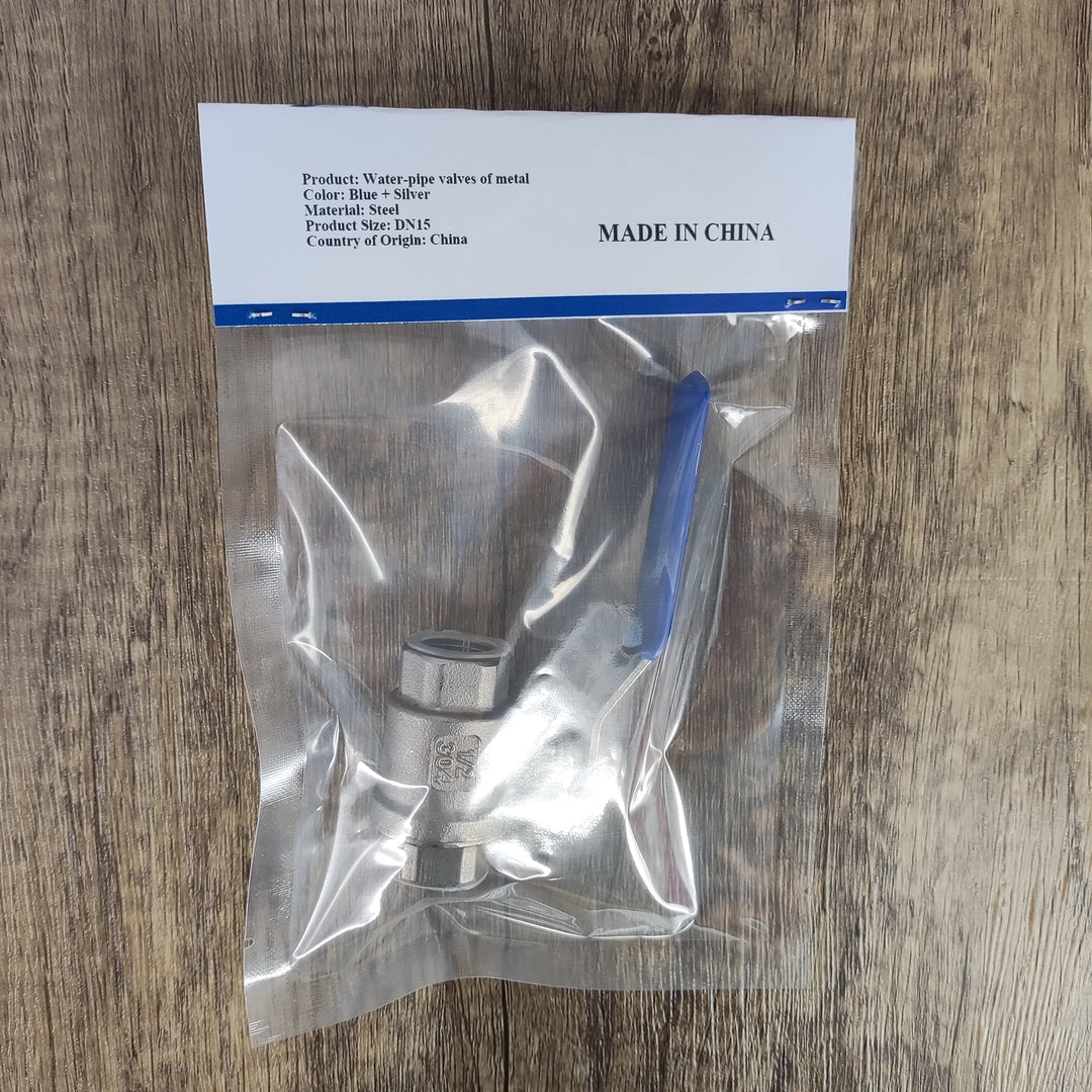 King Plumber High-Quality 304 Stainless Steel Water-pipe valves of metal - DN15, Blue and Silver