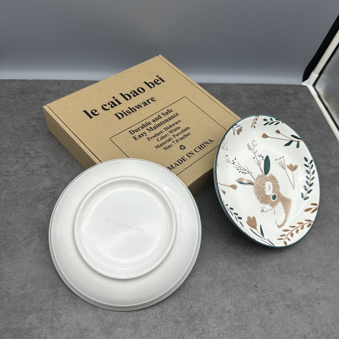 le cai bao bei Elegant White Ceramic Dishware Collection Premium Dining Plates Set For Modern Home Kitchen