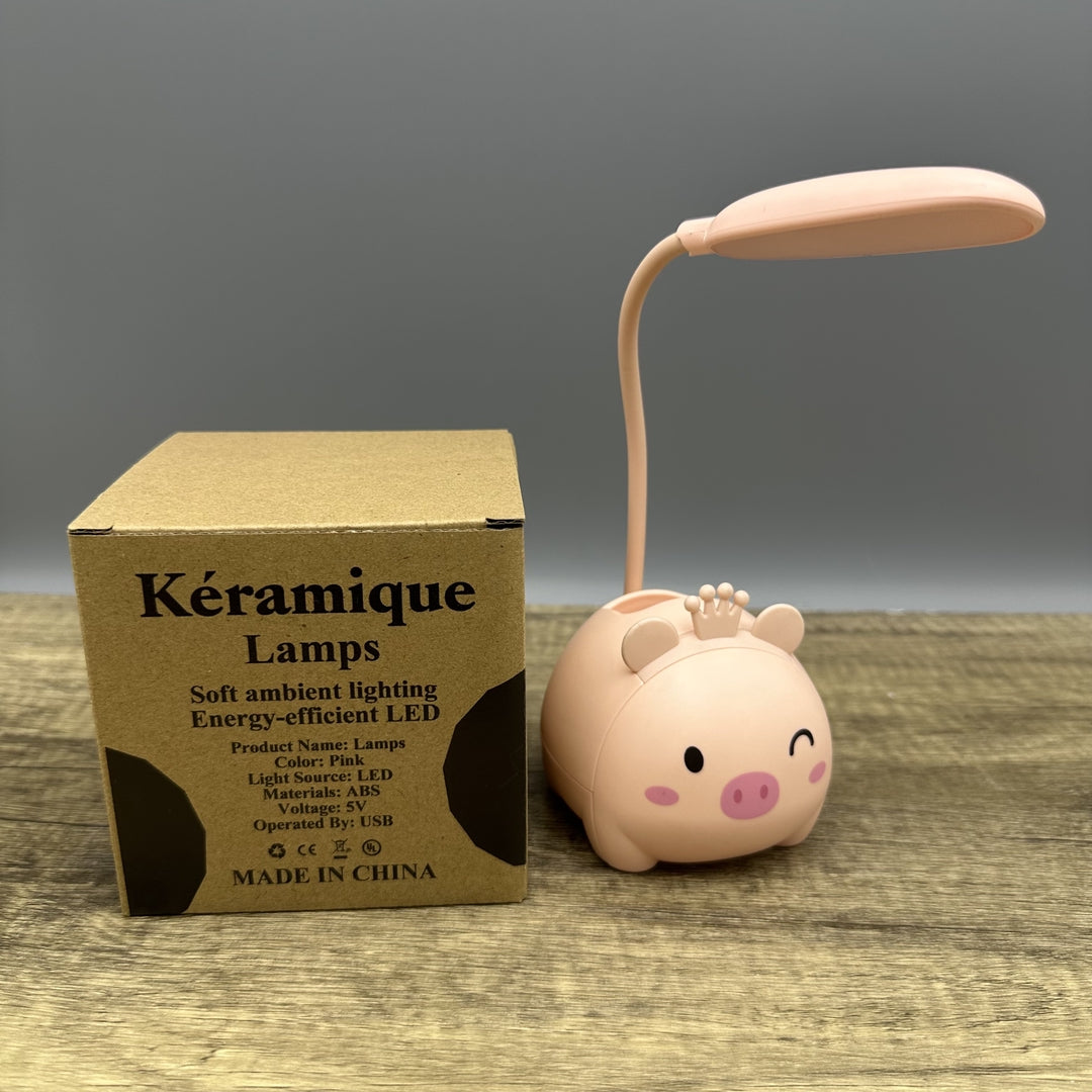 Kéramique Cartoon Violent Bear Small Desk Lamps - Pink Pig Style: Adorable and Whimsical Lighting for Kids and More