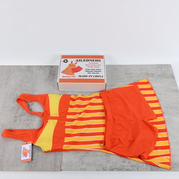 AILEDNEHS Bathing Suits Swimwear Red and Yellow Vibrant Summer Beach Days Stylish Comfortable