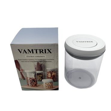 VAMTRIX Kitchen containers White & Transparent PET Round 10X12.3Cm Food Storage Airtight Kitchen Containers