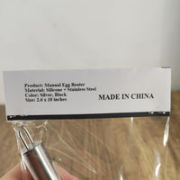 Lelasko 10-Inch Mini Manual Egg Beater, Black, 2.6x10 inches Stainless Steel