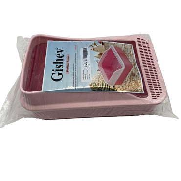 Gishev Pet litter boxes Durable PP Material 36*52*16Cm Large Space Yacht Style Guardrail No Splashing Pet Litter Boxes