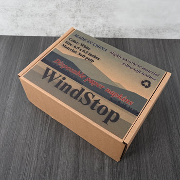WindStop Disposable Paper Napkins White Bulk Pack Square Shape Easy Dispense