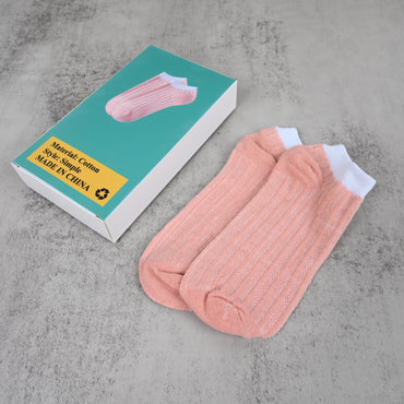 Plkjelp Pink Women's Cotton Ankle Socks Breathable Snug Fit Ankle Socks