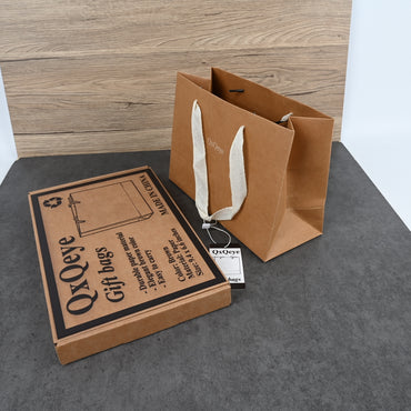 QxQeye Elegant Brown Paper Gift Bags Durable Kraft Gift Bags with Handles for Parties, Birthdays & Holidays