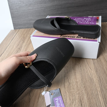 Pedesclara Women's Black Upgraded Footwear Modern Leather Shoes for Versatile Everyday Wear