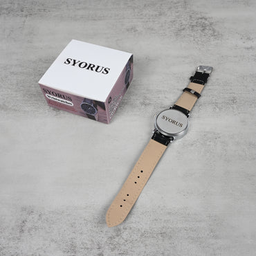 SYORUS Men's Minimalist Black Dial Wristwatches Sleek Lightweight Watch with Black Band for Casual & Formal Wear