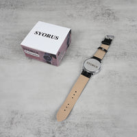 SYORUS Men's Minimalist Black Dial Wristwatches Sleek Lightweight Watch with Black Band for Casual & Formal Wear