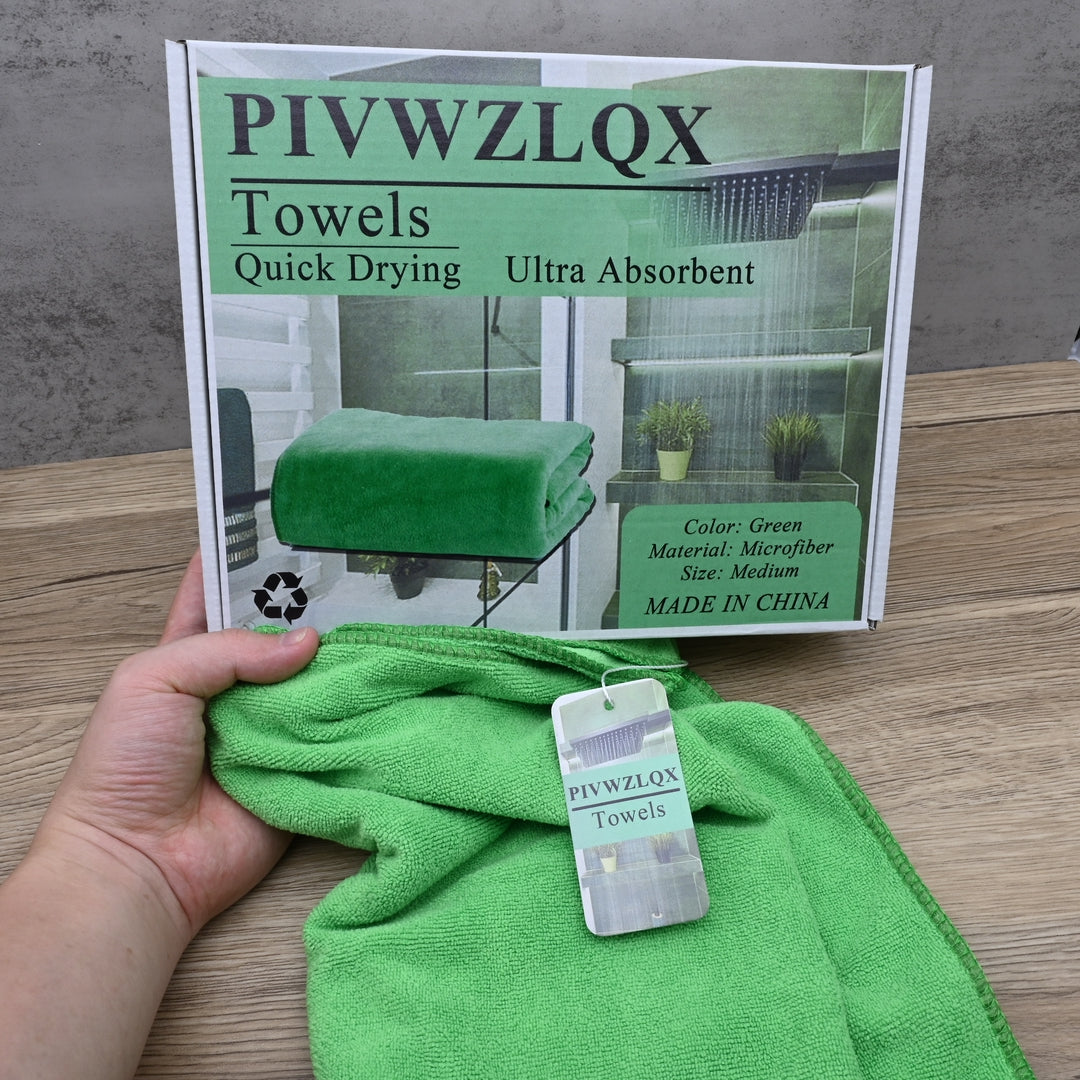PIVWZLQX Premium Soft Green Microfiber Towels - Quick-Dry Absorbent Towels for Gym, Beach & Home