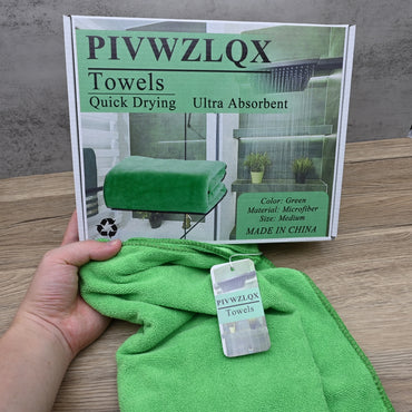 PIVWZLQX Premium Soft Green Microfiber Towels - Quick-Dry Absorbent Towels for Gym, Beach & Home