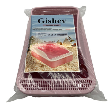 Gishev Pet litter boxes Durable PP Material 36*52*16Cm Large Space Yacht Style Guardrail No Splashing Pet Litter Boxes