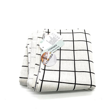 YTSIOQEH Table cloth of textile Grid Pattern Minimalist Design White With Black Lines Decorative Table Cloth