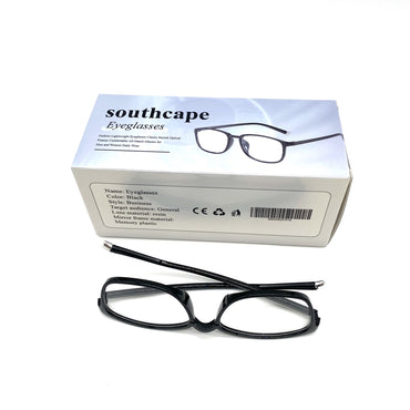 southcape Eyeglasses Black Resin Lens Memory Plastic Frame Fashion Lightweight Classic Stylish All Match Men Women Daily Wear Eyeglasses